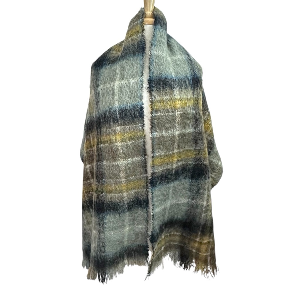Vintage 100% Mohair Sandison Made in Scotland McKellar Clan Unisex Blanket Scarf